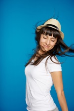 girl with blue background